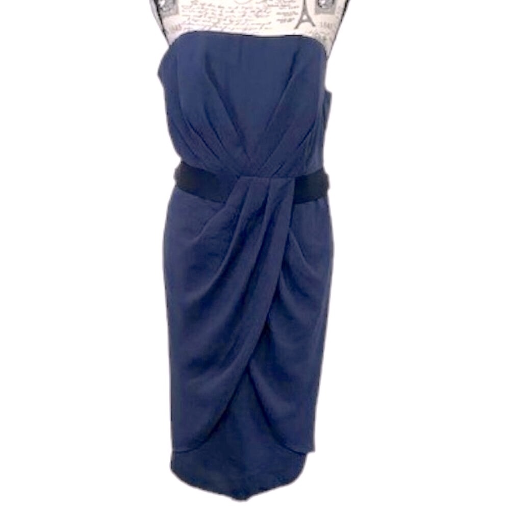 Vera Wang White Strapless Tulip Skirt w Sash Dress